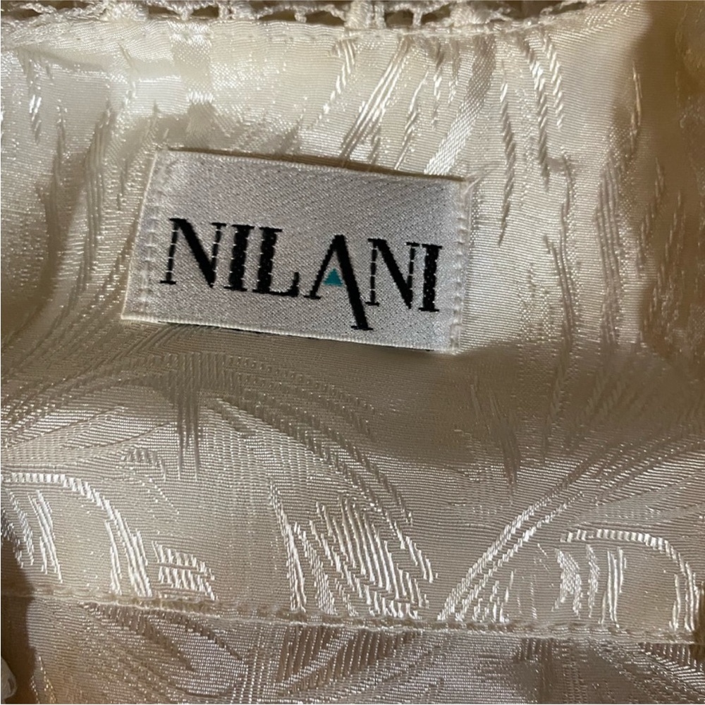 Nilani Vintage Ivory Jacquard Lace Trimmed Dress - Picture 14 of 15